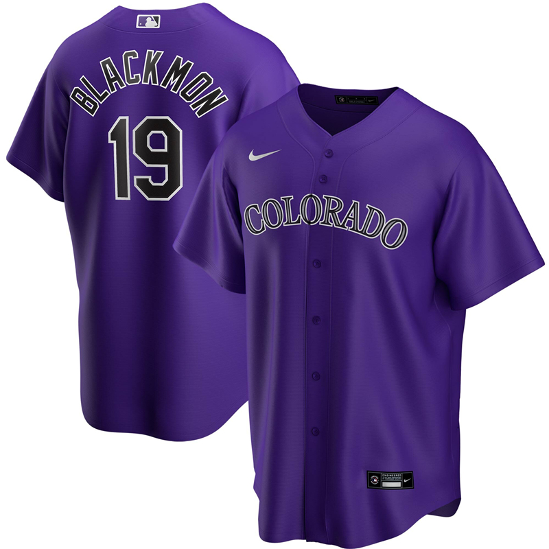 2020 MLB Men Colorado Rockies #19 Charlie Blackmon Nike Purple Alternate 2020 Replica Player Jersey 1->cincinnati reds->MLB Jersey